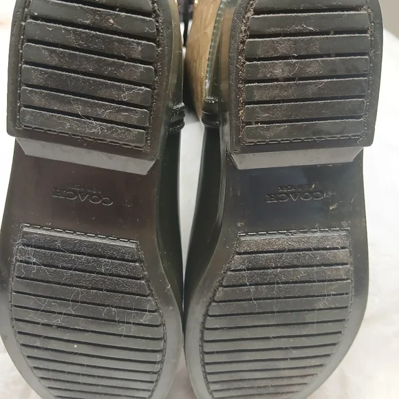 Coach Tristee Signature Tall Rain Boots Lace Back Brown Black Women's Size 8B - Picture 9 of 12